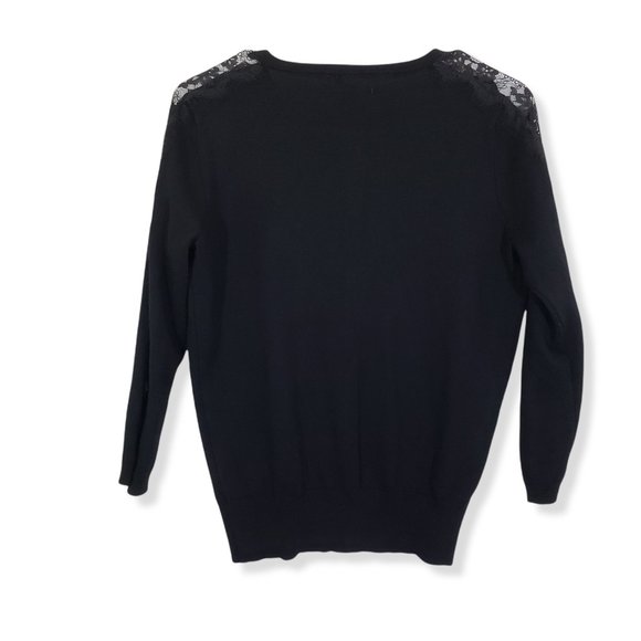 CATHERINE BY CATHERINE MALADRINO Small Black Cardigan, Lace, Button-Down Sweater - Picture 3 of 8